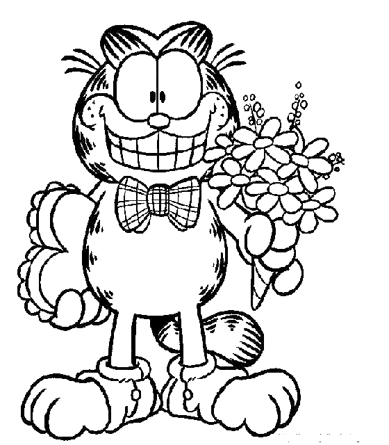 coloriage garfield en valentin